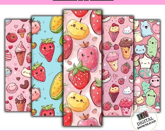 50 KAWAII printable bookmarks/ digital bookmark/design bookmarks/kawaii bookmark/gift for girls/gift for booklover/ cute bookmark/ cute food