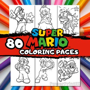 Super Mario Kolorowanki Do Wydruku Pdf Dzieci Kolorowanka Kolorowanki Z Kreskówek Dla Dzieci Aktywność Cyfrowe Pobieranie/urodziny kolorowanki