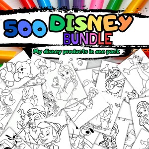 500 páginas para colorir para impressão em PDF / livro de colorir de personagens de desenho animado para crianças / folhas para colorir de desenho animado para crianças / presente de atividade de aprendizagem