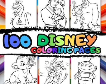 100 CARTOON MIX coloring pages /printable coloring/birthday coloring/birthday party coloring pages/ coloring book pages pdf/ pages for kids