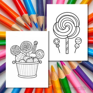 15 CANDY coloring pages/ / toddler coloring pages/ coloring pages for kid/ Candy shop printables/ Sugar candy coloring/ Instant download image 3