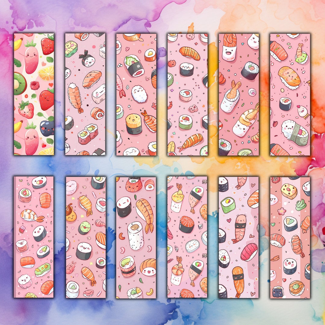 50 KAWAII Printable Bookmarks/ Digital Bookmark/design Bookmarks/kawaii ...