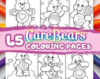 45 CAREBEARS coloring pages /birthday coloring / kid coloring pages / printable coloring pages/coloring book pages pdf/coloring sheet
