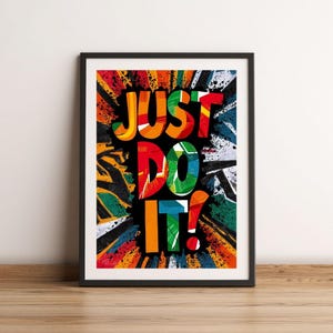 Just Do It Poster / Motivational Wall Art/ Printable Quote/ Gym Motivation Print/ Office Decor/ Digital Download/ Black and White Typography