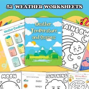 52 feuilles de travail MÉTÉO/ pages à colorier météo/ livre de coloriage météo /activités préscolaires pour les enfants/feuille de travail de la maternelle/météo préscolaire