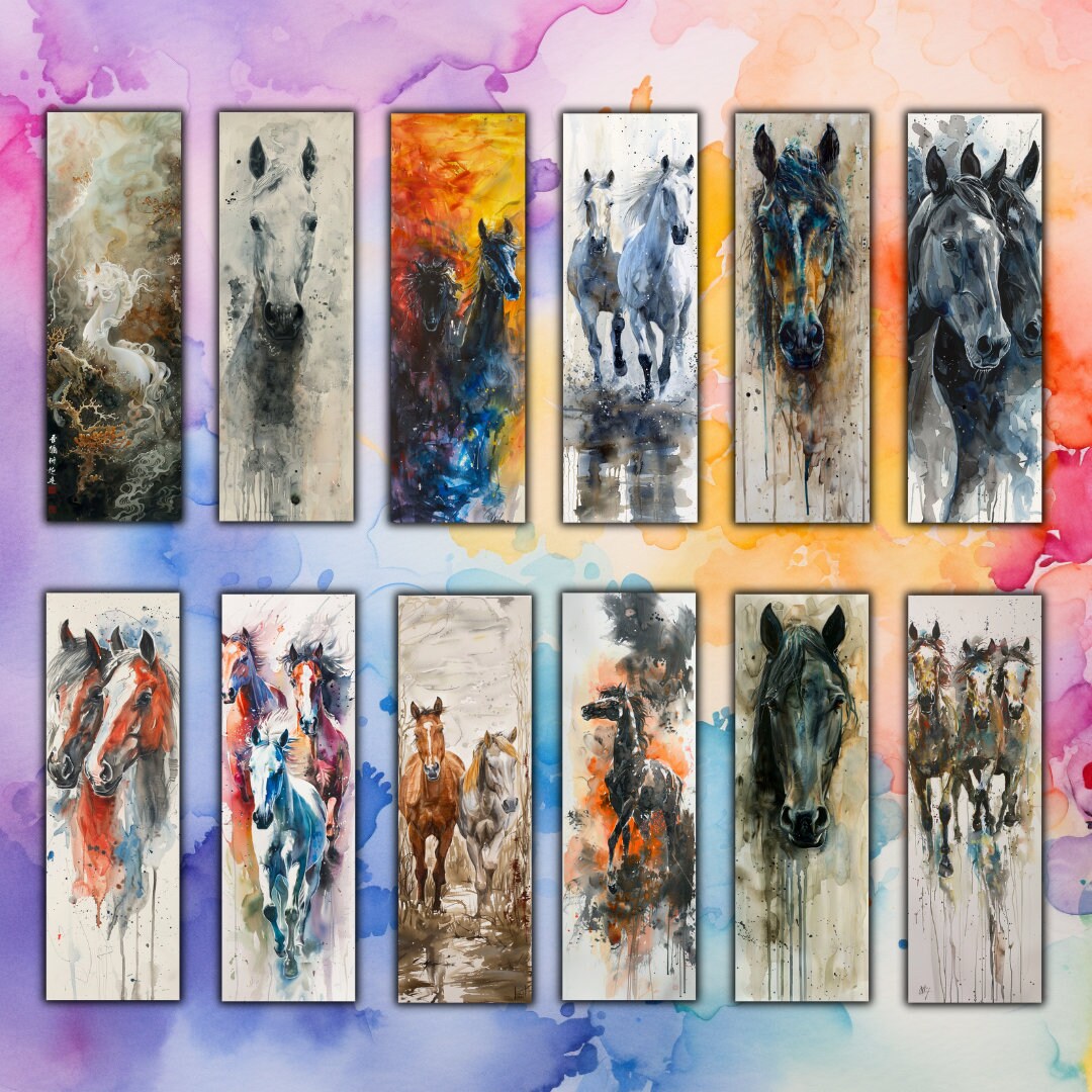 50 HORSES Printable Bookmarks/ Digital Bookmark/design Bookmarks ...