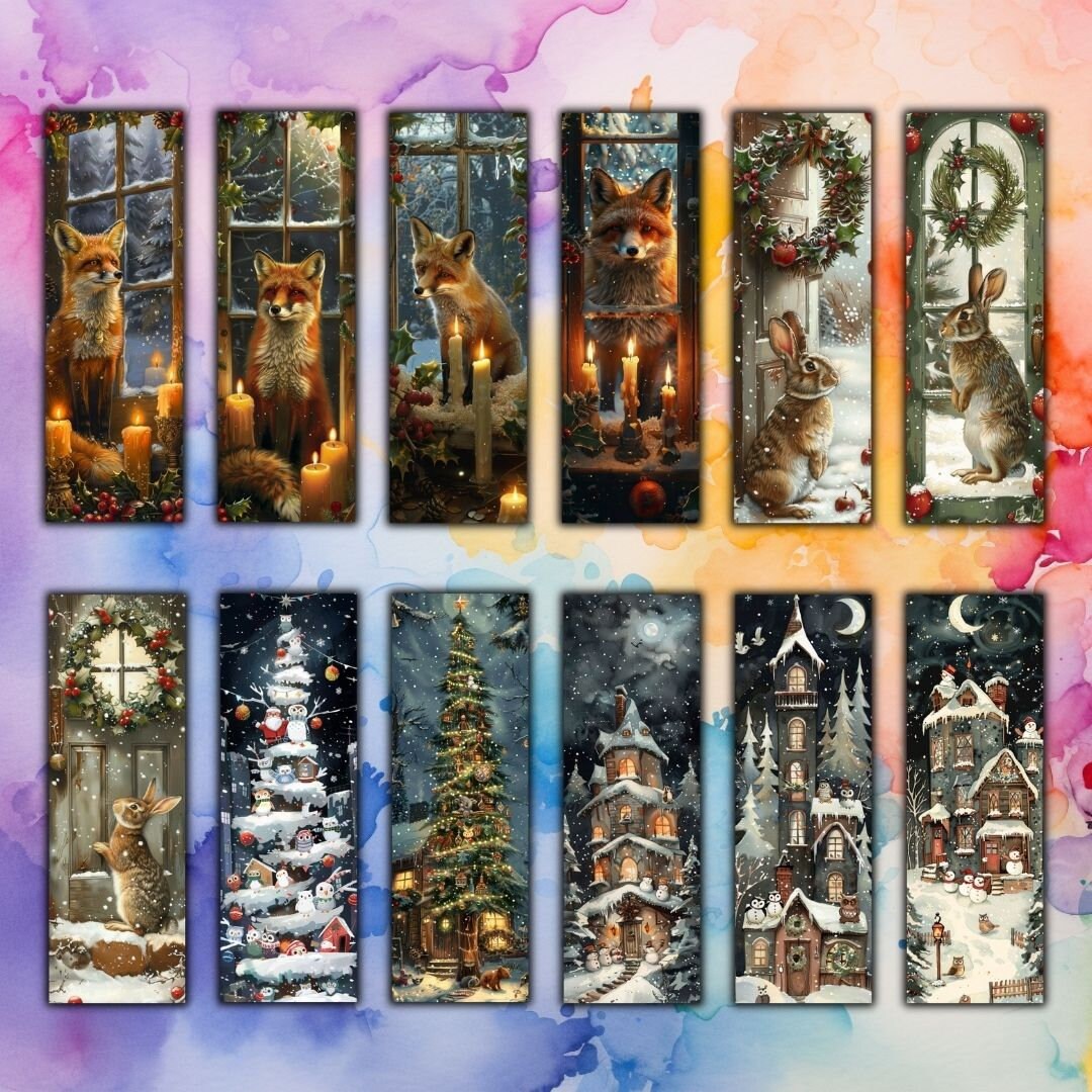 50 CHRISMAS Printable Bookmarks/ Digital Bookmark/santa Claus Bookmarks ...