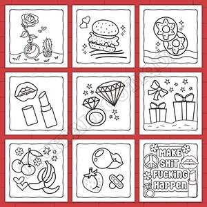 STRESS RELIEF coloring book/ bold and easy coloring pages/ girly coloring pages/ printable coloring pages / instant download for adult image 2