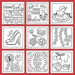 STRESS RELIEF coloring book/ bold and easy coloring pages/ girly coloring pages/ printable coloring pages / instant download for adult image 3