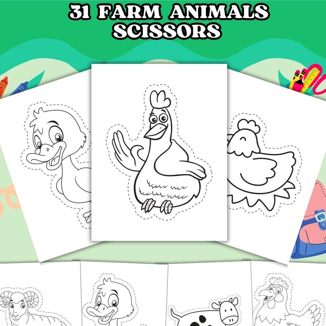 Farm Scissor Craft Bunny Preschool Practice Sheets Printable Activity ...