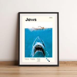 JAWS Movie Poster, Jaws Poster Print, Jaws Wall Decor, Jaws Print, Vintage Retro Art Print