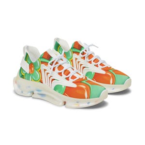 Retro Orange Green Bubble Pattern Sneakers | Women's Mesh Sneakers
