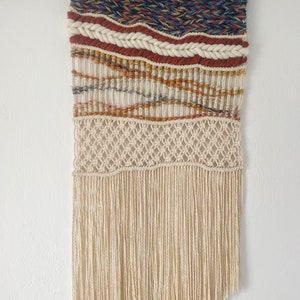 Macrame pared colgante / Tapiz Macrame / Tejido / Colgante de pared / Arte moderno de fibra / Arte de hilo