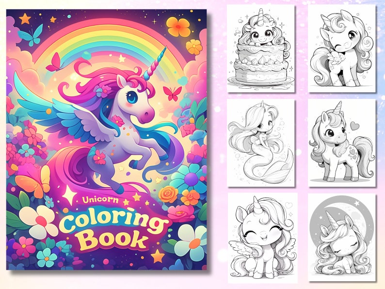 Unicorn Coloring Book Instant Download Kids Activities Unicorn Coloring