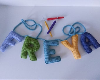 Hand Crocheted Amigurumi Letter Banner – Personalized Crochet Baby Name