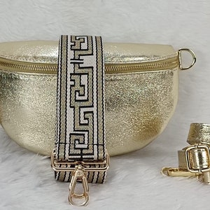 Riñonera de cuero dorado para mujer, bolso bandolera pequeño, bolso de cuero mujer, pequeño regalo para ella, regalo de cumpleaños para ella, acabados en oro imagen 6