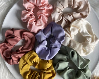 Scrunchie aus Satin | basic Scrunchie | Haaraccessoires | Stoff Scrunchie  | Satin Scrunchie | pastellfarben | Creme | grün | beige | rosa