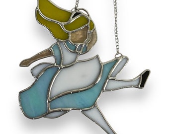 Alice in Wonderland, Stained glass Alice in Wonderland sun catcher window hanging