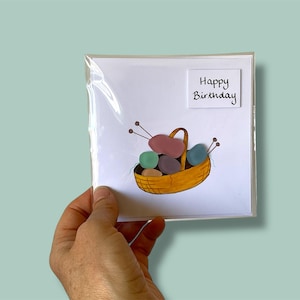 Carte d'anniversaire en verre de mer, tricot, carte pour maman, carte pour grand-mère