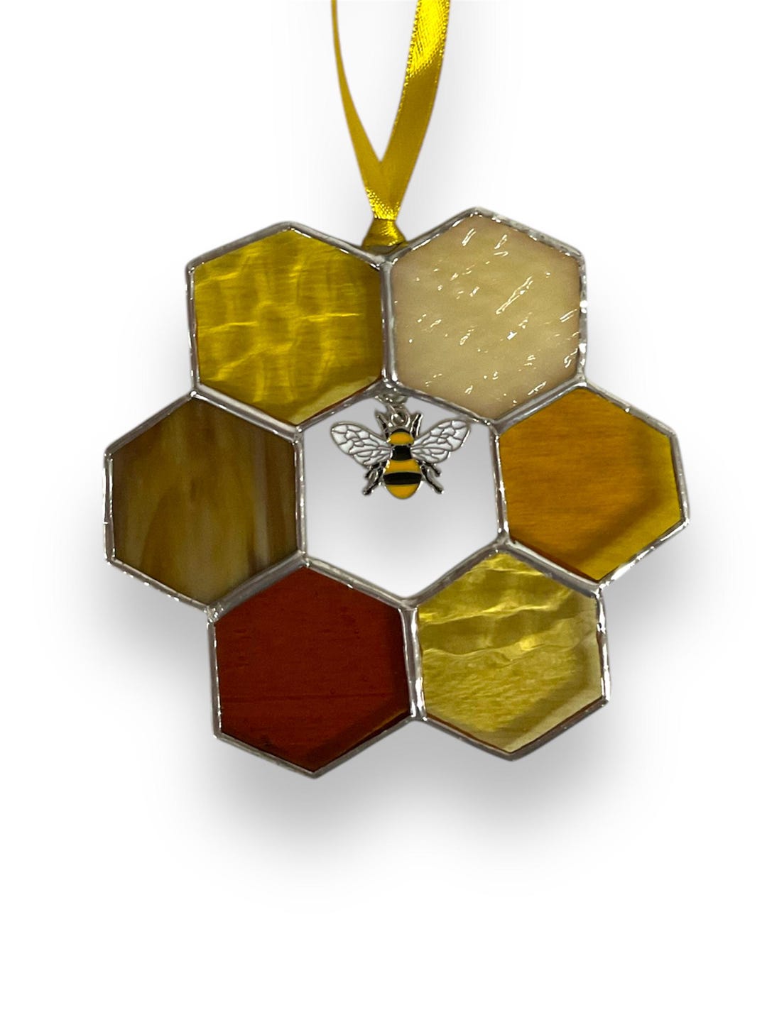 Stained Glass Honeycomb Bee Hexagon Sun Catcher Window Hanging - Etsy