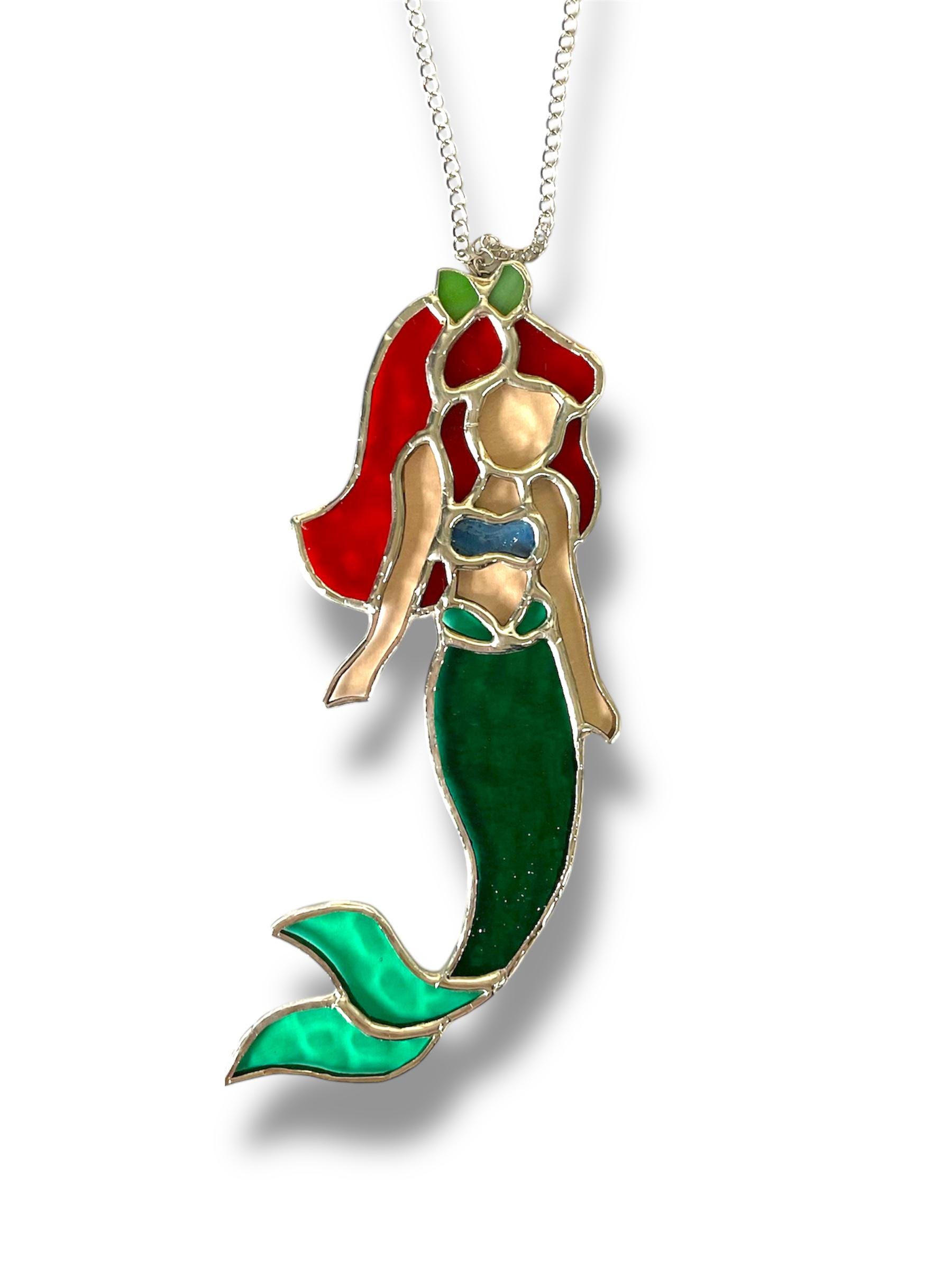 Mermaid, little mermaid Ariel, Stained glass mermaid sun catcher window hanging