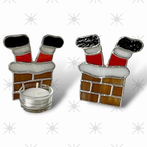 Stained Glass Santa Tealight Holder: Handmade Christmas Decor