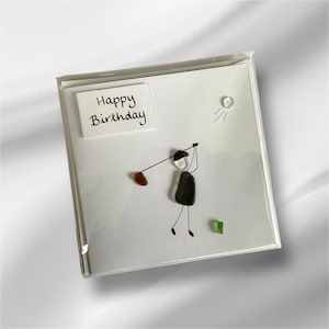 Carte d'anniversaire en verre de mer, carte de voeux, carte pour homme