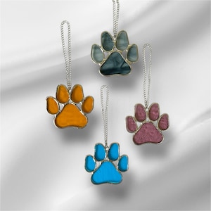 Dog paw, cat paw, pet paw, stained glass, window hanging