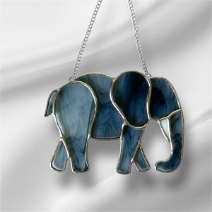 Stained Glass Elephant Suncatcher: Handmade Window Hanging