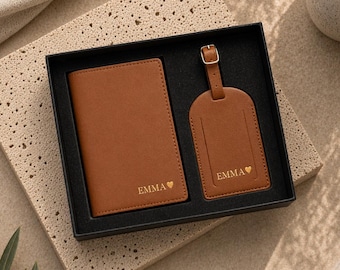 Personalized Passport Cover and Luggage Tag Set | Travel Accessories | Gift Ideas For Employees