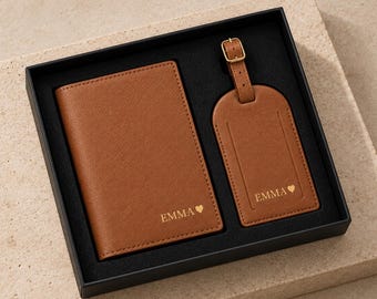Custom Passport Holder and Luggage Tag | Personalised Travel Wallet | Travel Gift for Bridesmaids |
