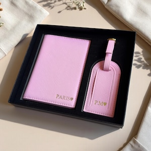 Personalized Passport Cover and Luggage Tag Set | Travel Gift for Bridesmaids, Groomsmen, Travelers