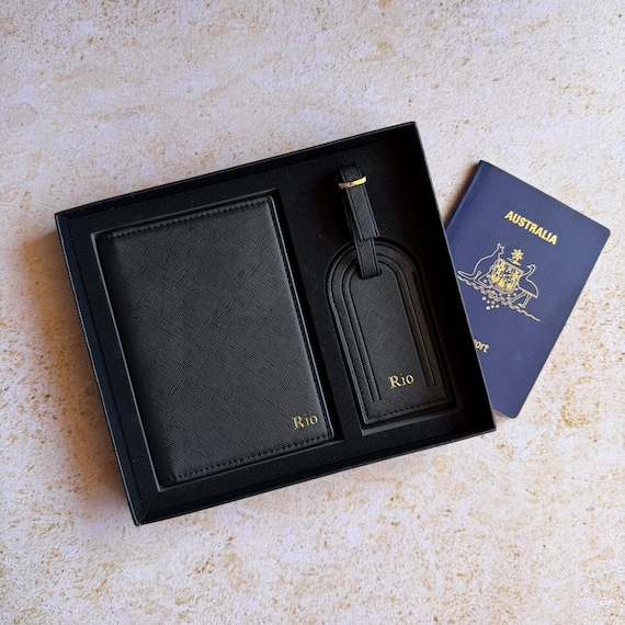 Personalized Travel Gift Set – Custom Passport Cover Bridesmaid & Groomsmen Proposal Gift | Personalized Travel Accessories