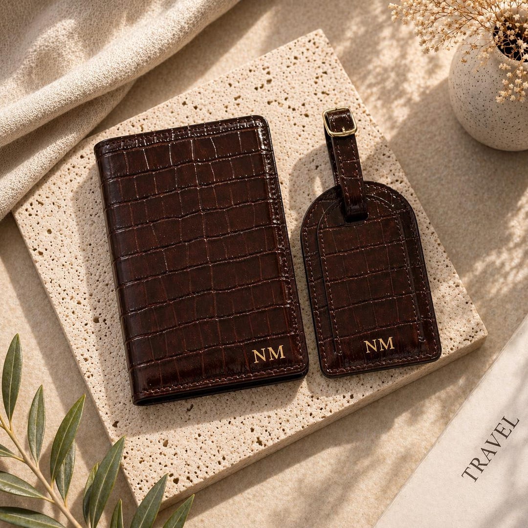 Personalised Croc Passport Holder & Luggage Tag Set | Travel Gift For Her |