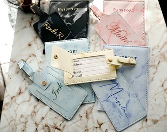 Personalized Leather Passport Cover | Luggage Tag Set | Travel Document Holder | Gift for Travelers | Gift For Her |