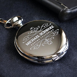 Custom Engraved Pocket Watch | Personalized Name Pocket Watch | Wedding Gift | Best Man & Groomsmen Gifts | Father of the Groom Gift |