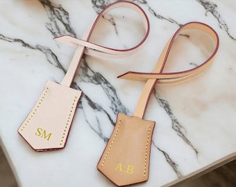 Wanderlust Engraved Leather Luggage Tag | Custom Monogrammed Travel Accessory | Vegetable-Tanned Leather Bag Charm | Unique Gift |