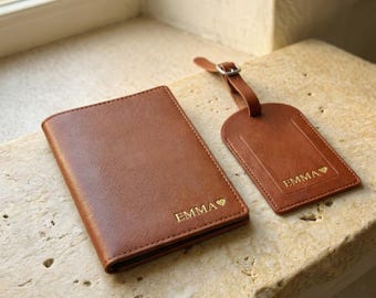 Personalized Passport Cover and Luggage Tag Set | Travel Accessories | Gift Ideas For Employees