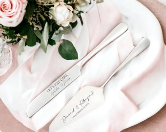 Custom Wedding Cake Knife Set | Bridal Cake Cutting Tools | Unique Anniversary Engagement Gift | Keepsake for Her | Gift For Daughter |