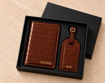 Personalized Croc Passport Holder & Luggage Tag Set | Custom Travel Wallet | Travel Gift For Her |