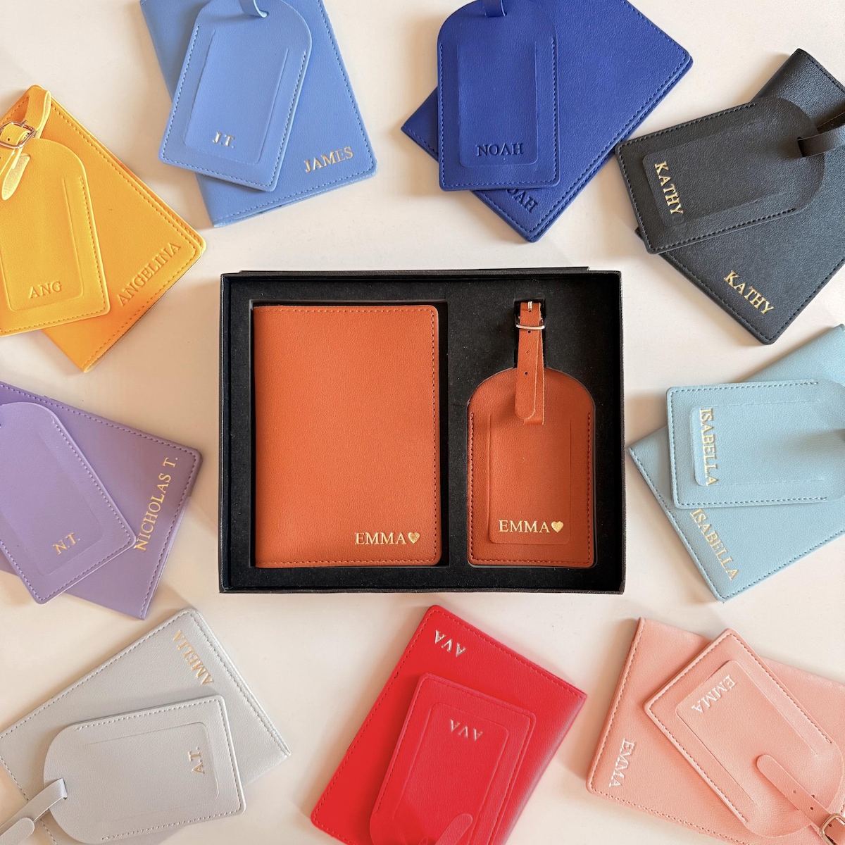 Passport Gift Set – Personalized Holder and Luggage Tag | Wedding & Travel Accessories - Etsy