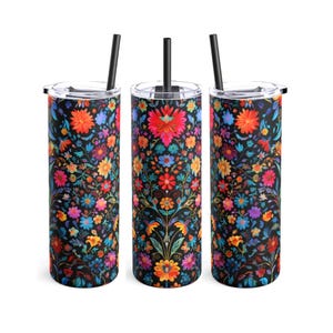 Gorgeous Mexican Floral Inspired Maars Maker Skinny Tumbler, 20oz