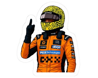 Sticker coureur Formula Racing, op Lando Norris geïnspireerde helmsticker, laptopsticker motorsportfan