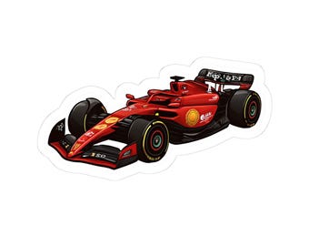Ferrari, Leclerc, Hamilton, Red Formula 1 Racing Car Sticker – Motorsport Decal for F1 Fans, Water Bottle Sticker, Laptop Sticker