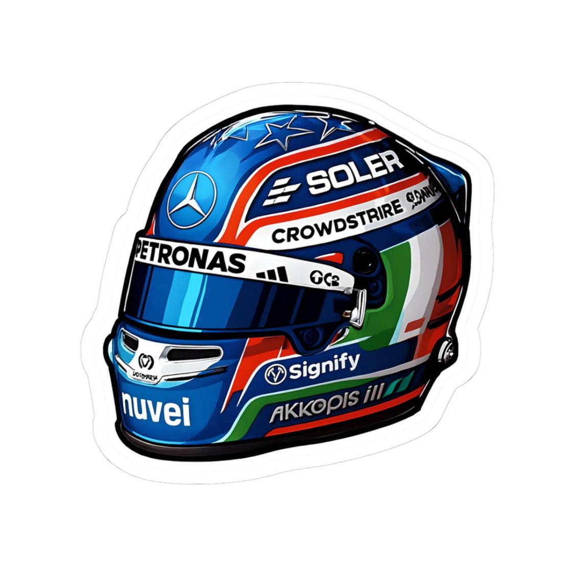 Kimi Andrea Antonelli F1 Kiss-cut Stickers, Formula One Mercedes Helmet ...
