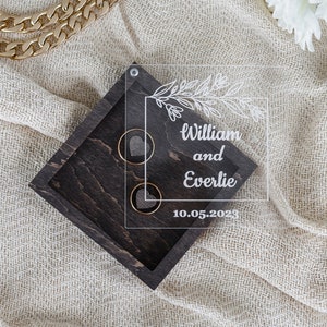 Gepersonaliseerde houten ringendoos - acrylringdoos - aangepaste ringdoos - trouwringdoos voor ceremonie - verlovingsringdoos
