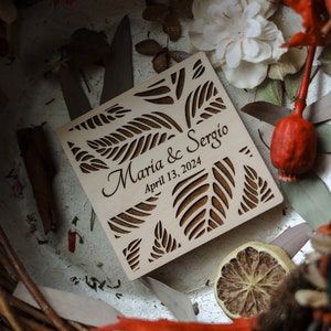 Personalized Rustic Wood Wedding Coasters: Elegant Party Favors