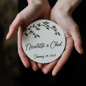 Sottobicchieri personalizzati per matrimonio - sottobicchieri a cerchio - bomboniere per gli ospiti - Grazie per il matrimonio - Bomboniere all'ingrosso - Sottobicchieri personalizzati