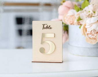Golden Table Numbers acrylic Wedding Table Decor Wooden Table Numbers Custom Table Sign Wedding Program