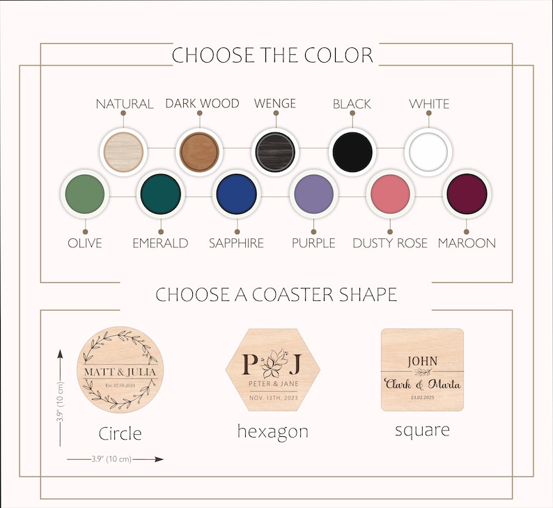 Posavasos personalizados para bodas, recuerdos personalizados para invitados. imagen 6
